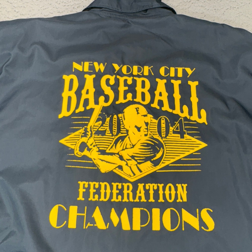 New York City Baseball Jacket Mens XL Black Coaches Windbreaker Game Sportswear